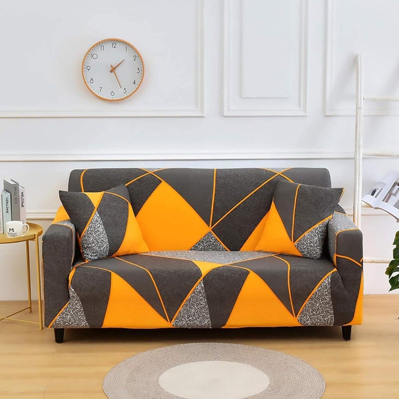 Sulfar 1 Seater Cotton Stretch Sofa Slipcover Fashion Geometric Style All-inclusive Stretch Universal Sofa Cover Slipcover Washable Anti-Skid Stretch Soft Couch Cover For Living Room Bed Room - Image 1