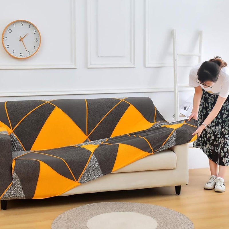 Sulfar 1 Seater Cotton Stretch Sofa Slipcover Fashion Geometric Style All-inclusive Stretch Universal Sofa Cover Slipcover Washable Anti-Skid Stretch Soft Couch Cover For Living Room Bed Room - Image 5
