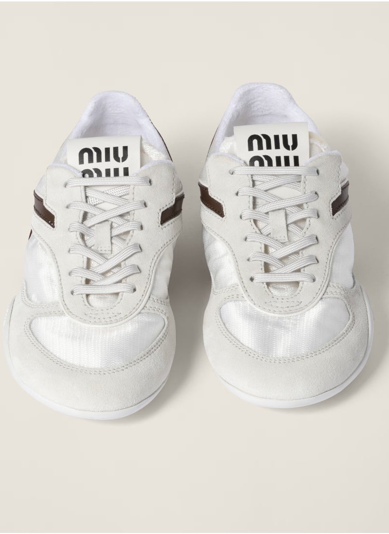 Miu Miu Miu Gymnasium Technical Fabric And Suede Sneaker  - Image 4