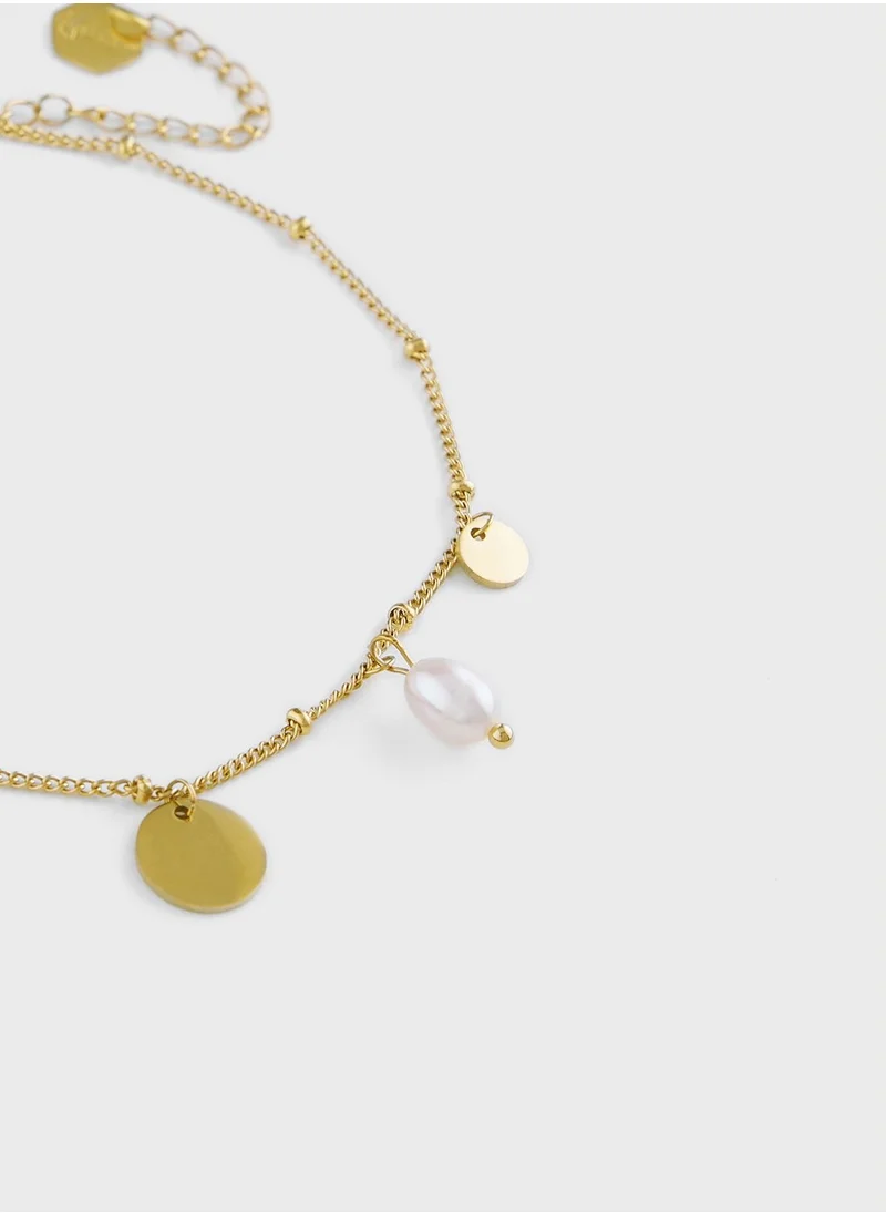 ليدي موف LULU PEARL CIRCLE PENDANT ANKLET