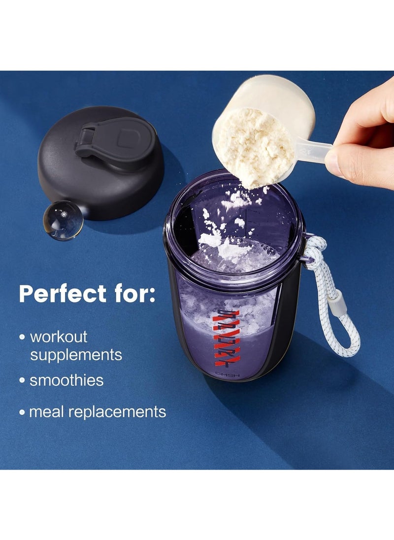OHAHO 20 oz Protein Shaker Bottle, Leakproof Shaker Cups for Protein Shakes, BPA-Free Blender Bottle with Mixing Ball, Ideal for Gym, Fitness, and Smoothie(Black）  - Image 4
