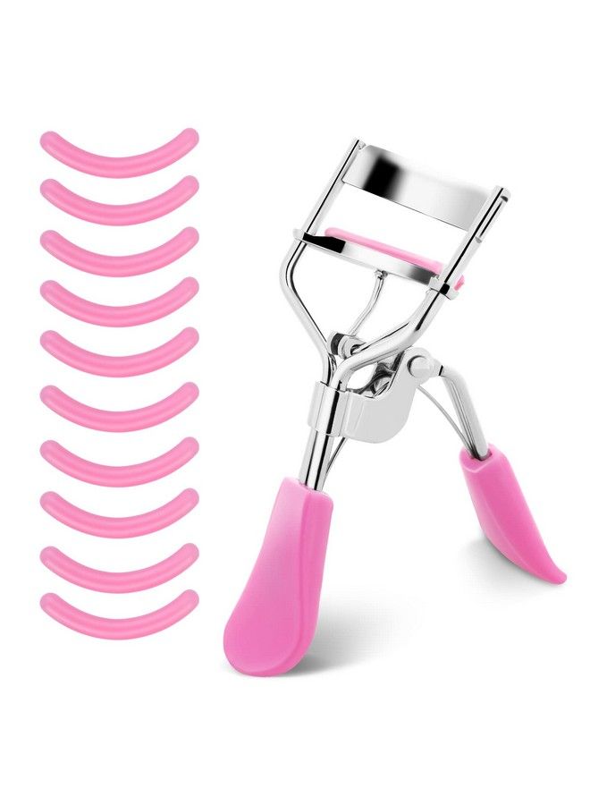 Sibba Lash Curler No Pinching Or Pulling Long Lasting Eyelash Curler Fit All Eye Shapes Professional Makeup Tool For Eyelashes With 10 Pieces Silicone Refill Pads (Pink) - Image 1