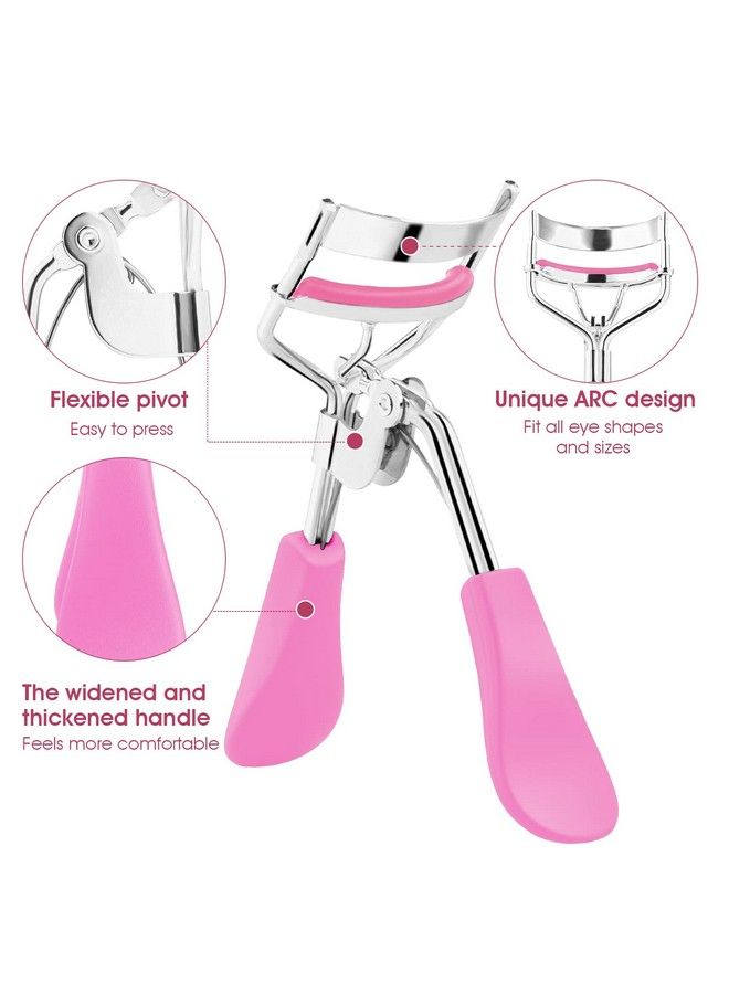 Sibba Lash Curler No Pinching Or Pulling Long Lasting Eyelash Curler Fit All Eye Shapes Professional Makeup Tool For Eyelashes With 10 Pieces Silicone Refill Pads (Pink) - Image 4