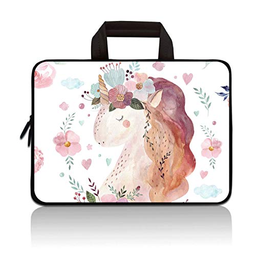 RUYIDAY 11 11.6 12 12.1 12.5 inch Laptop Carrying Bag Chromebook Case Notebook Ultrabook Bag Tablet Cover Neoprene Sleeve Fit Apple MacBook Air Samsung Acer HP DELL Lenovo Asus (Pink Unicorn) - Image 1