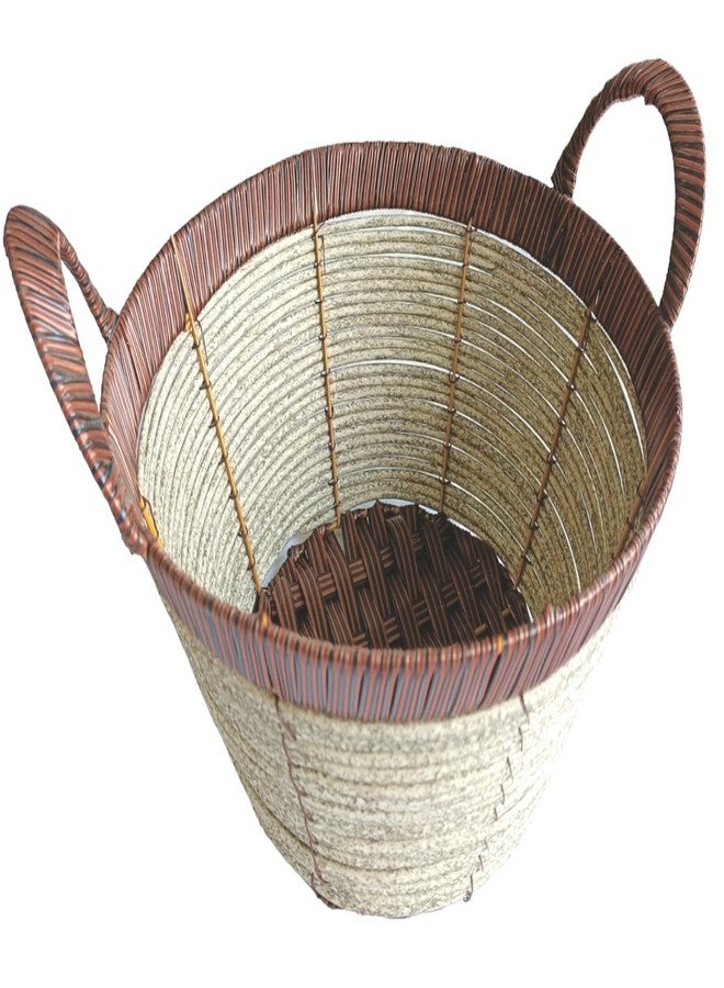 PAUL SONS Hospitality Round Multipurpose Bread/Fruit & Vegetable Basket Diameter : 11" Hand Craft with Handle (Pack of 1Pc) - Image 1