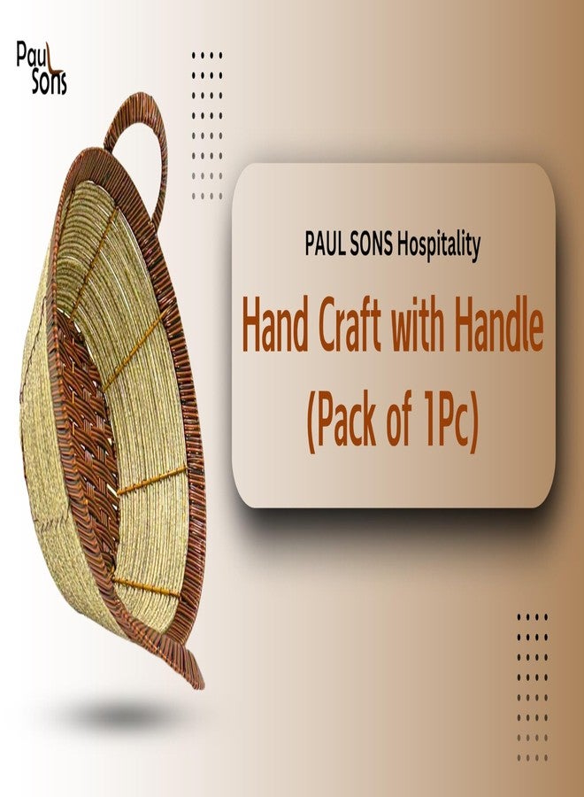 PAUL SONS Hospitality Round Multipurpose Bread/Fruit & Vegetable Basket Diameter : 11" Hand Craft with Handle (Pack of 1Pc) - Image 4