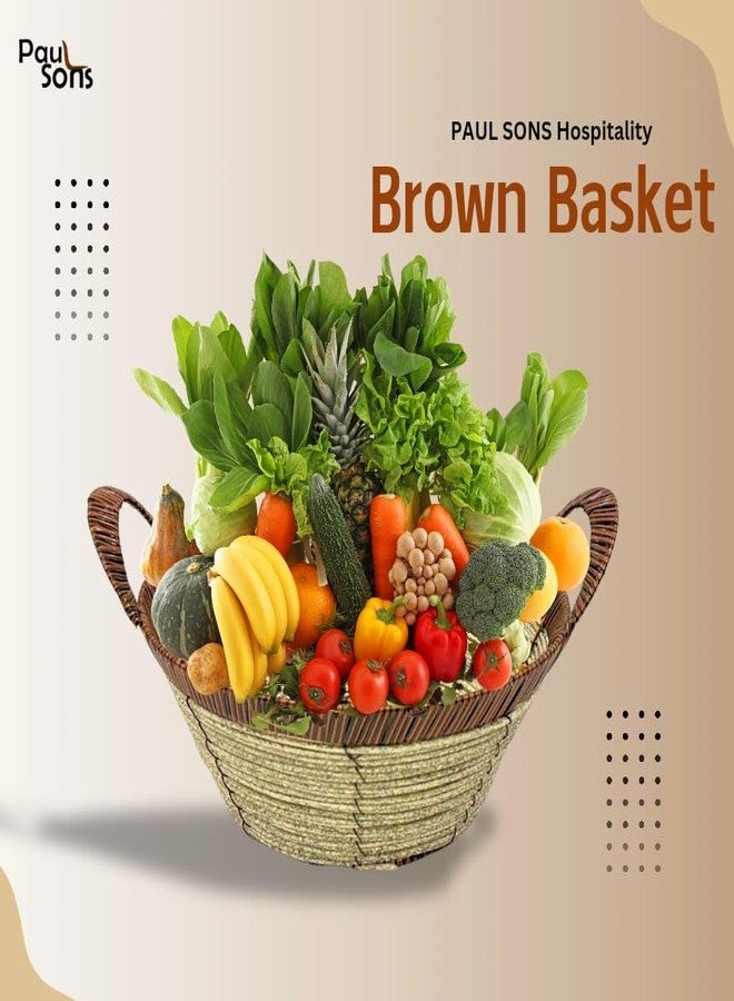 PAUL SONS Hospitality Round Multipurpose Bread/Fruit & Vegetable Basket Diameter : 11" Hand Craft with Handle (Pack of 1Pc) - Image 2