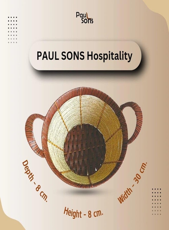 PAUL SONS Hospitality Round Multipurpose Bread/Fruit & Vegetable Basket Diameter : 11" Hand Craft with Handle (Pack of 1Pc) - Image 3