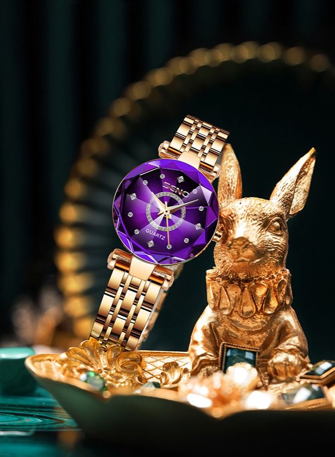 SENO ساعة نسائية ستانلس ستيل مقاومة للماء - بنفسجي - Image 3