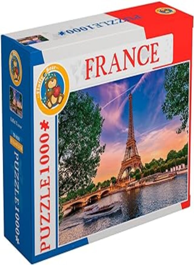 Fluffy Bear Tr-9076 1000 Pieces Jigsaw Puzzle France Eiffel Tower It'S Fun Activity To Do Alone Or In A Group - Multi Colour