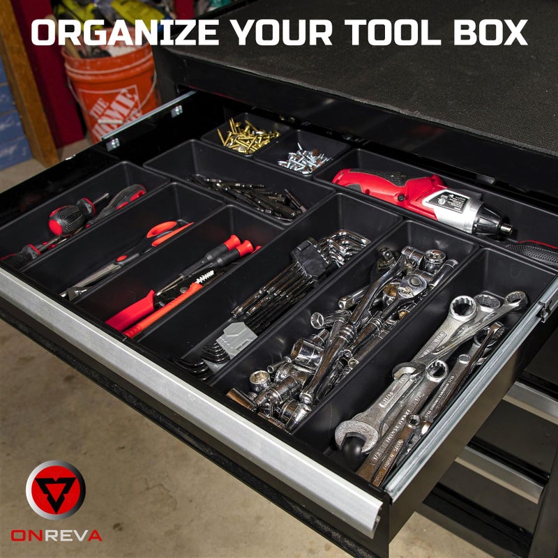 ONREVA Tool Box Organizer Tray Divider Set, Extra Large Toolbox Trays, Tool Box Organizers and Storage Kit, Rolling Tool Chest Drawer Bins, Hardware Screwdrivers Pliers Organization, 12pcs - Image 5