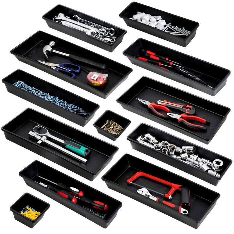 ONREVA Tool Box Organizer Tray Divider Set, Extra Large Toolbox Trays, Tool Box Organizers and Storage Kit, Rolling Tool Chest Drawer Bins, Hardware Screwdrivers Pliers Organization, 12pcs - Image 4