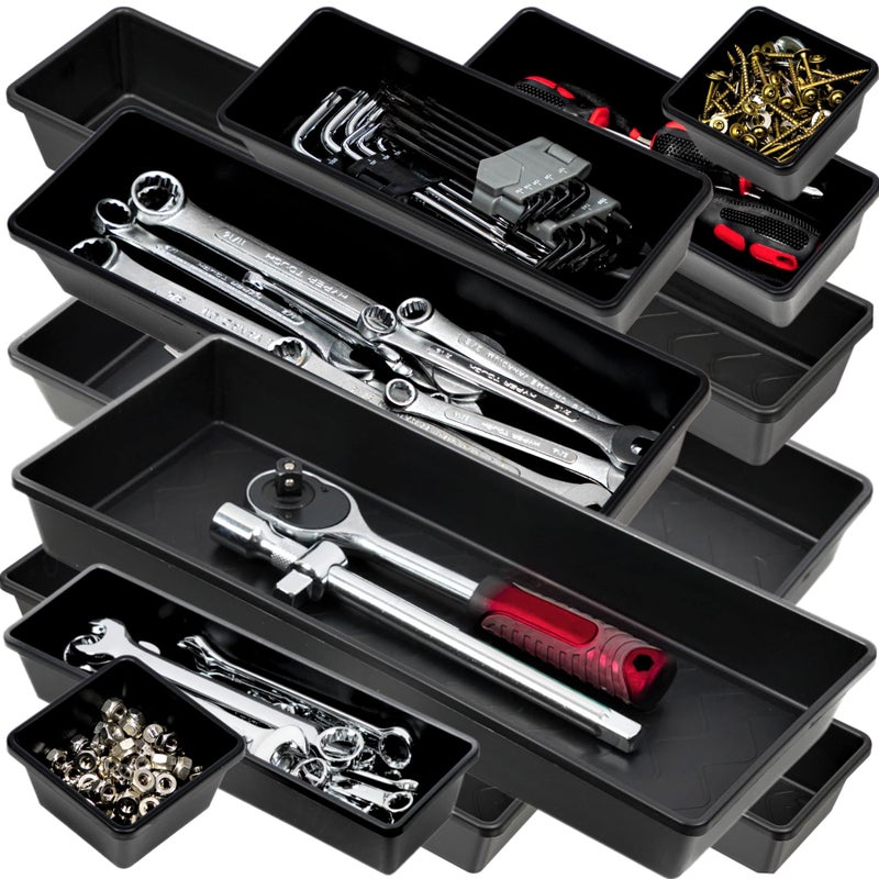 ONREVA Tool Box Organizer Tray Divider Set, Extra Large Toolbox Trays, Tool Box Organizers and Storage Kit, Rolling Tool Chest Drawer Bins, Hardware Screwdrivers Pliers Organization, 12pcs - Image 1