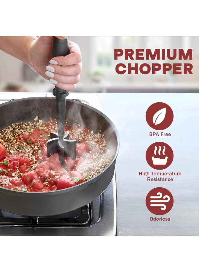 Meat Chopper, Potato Masher, Multifunctional Heat Resistant Masher and Smasher for Hamburger Meat, Ground Beef, Turkey and More, Ground Meat Chopper Utensil, Non Stick - Image 3