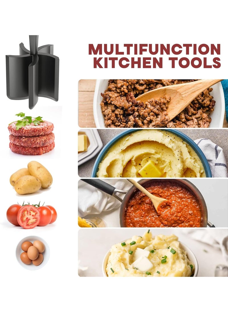 Meat Chopper, Potato Masher, Multifunctional Heat Resistant Masher and Smasher for Hamburger Meat, Ground Beef, Turkey and More, Ground Meat Chopper Utensil, Non Stick - Image 4