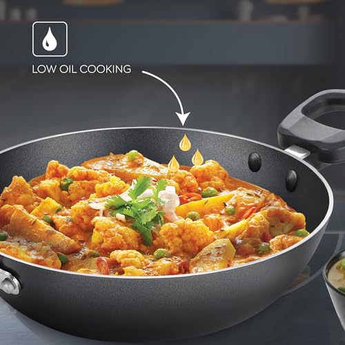 Judge by Prestige 22cm (1.6L) Everyday Non-Stick Kadhai| Low Oil Cooking | Easy to Clean | Cool Touch Handles - Image 3