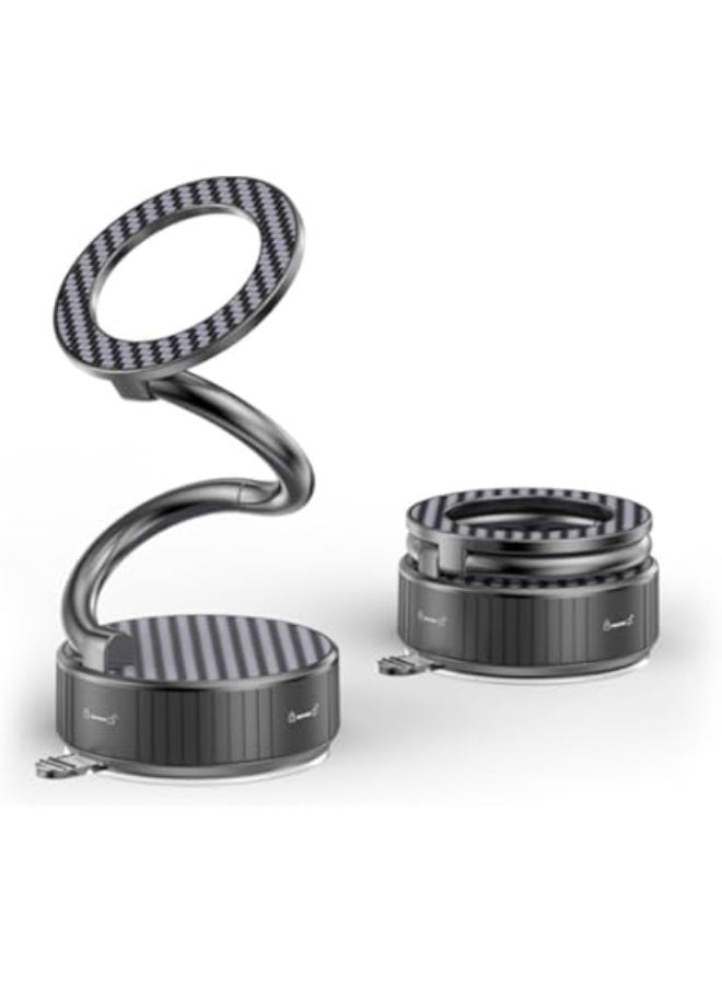 Car Phone Holder for Magsafe, Vacuum Magnetic Phone Holder Stand with Suction Cup - Ultra Long Metal arm & 360° Adjustable Car Phone Mount for All Smartphones, All Car Models