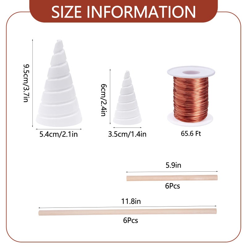 YBB Electroculture Gardening Copper Kit with 99.9% Pure Copper Wire 16 Gauge 65.6 Ft, 2 PCS Fibonacci Coil Winding Jigs, 12 PCS Wooden Stakes Antennas for Garden Plants Vegetables Growing - Image 2