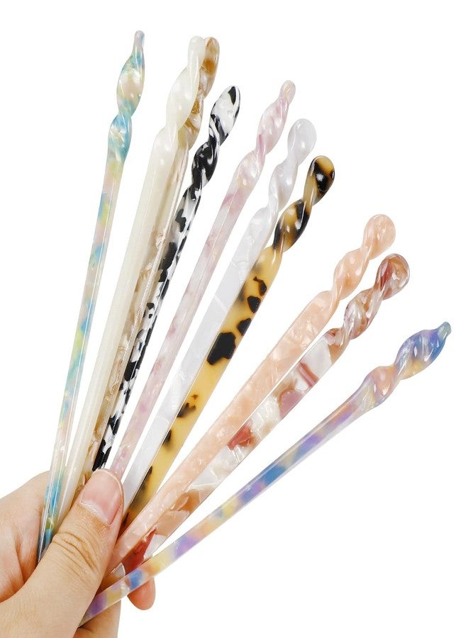 AUTOWRAP 3 Vintage Hair Forks Tortoise French Style Shell Cellulose Acetate Hair Pin Sticks Bun Hair Pins Clips for Women Girls Hairstyles - Image 2