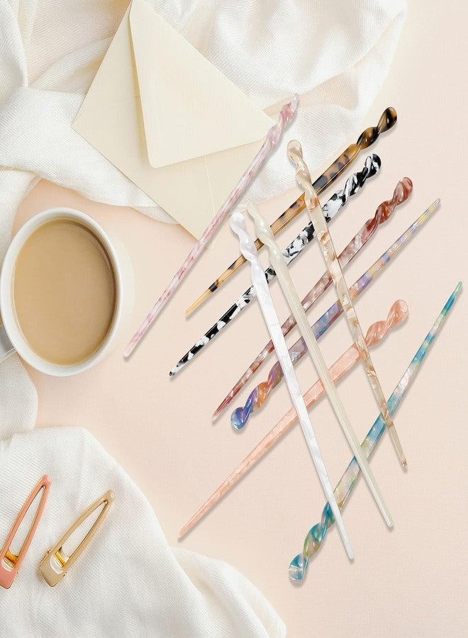 AUTOWRAP 3 Vintage Hair Forks Tortoise French Style Shell Cellulose Acetate Hair Pin Sticks Bun Hair Pins Clips for Women Girls Hairstyles - Image 4