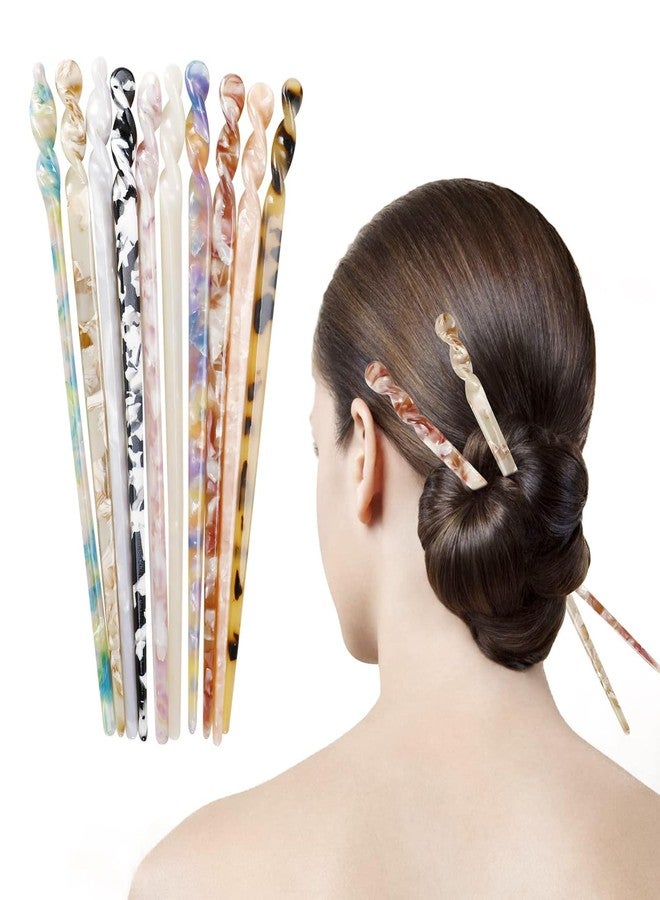 AUTOWRAP 3 Vintage Hair Forks Tortoise French Style Shell Cellulose Acetate Hair Pin Sticks Bun Hair Pins Clips for Women Girls Hairstyles - Image 1