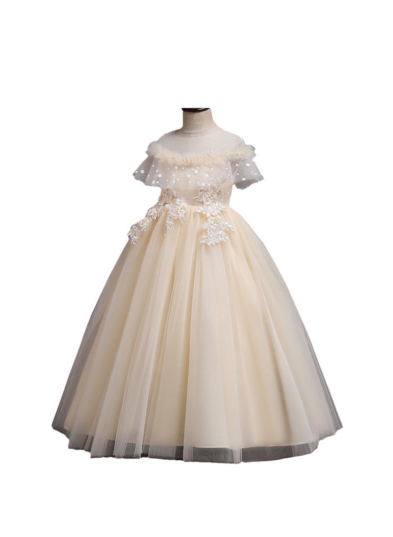Girls' Mesh Long Princess Dress Girls' Performance Costumes Flower Girl Performance Dress Costumes - Image 1