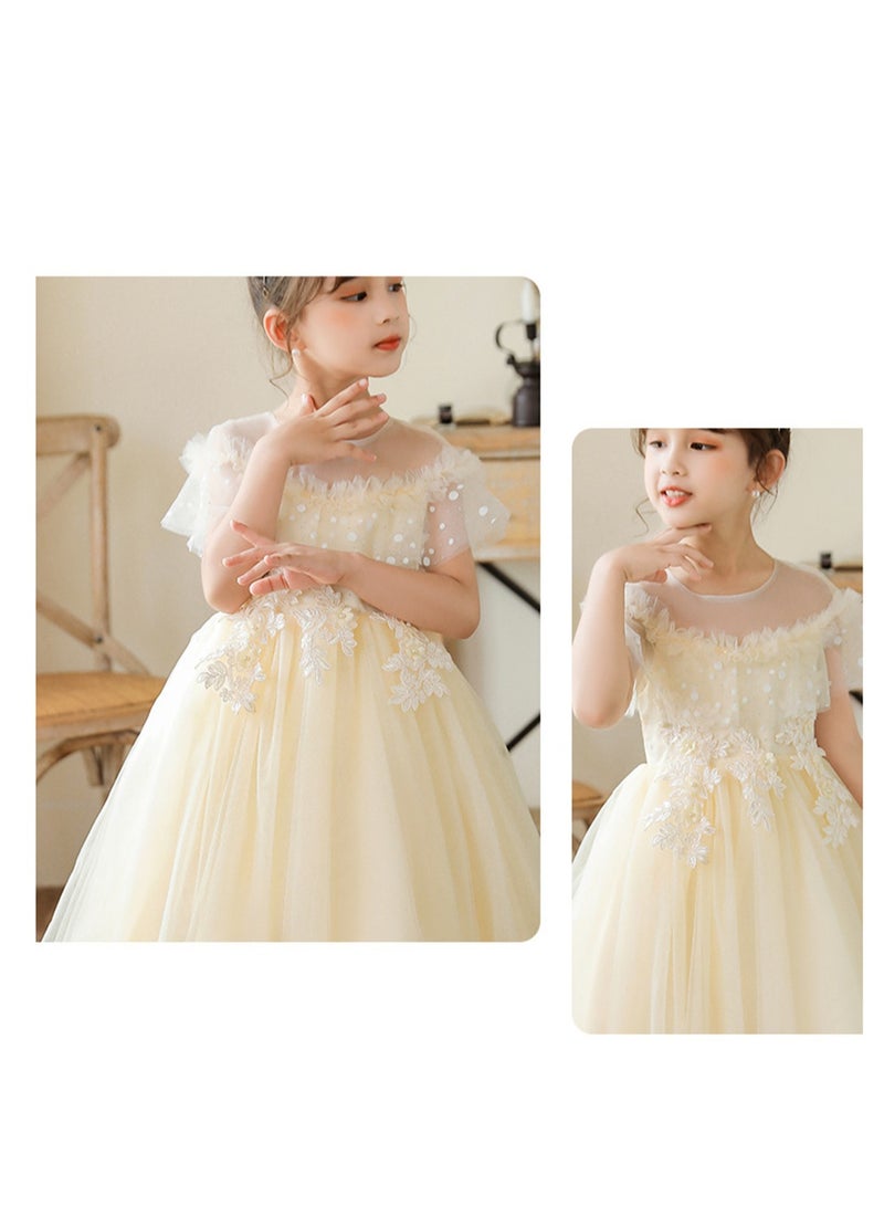 Girls' Mesh Long Princess Dress Girls' Performance Costumes Flower Girl Performance Dress Costumes - Image 4