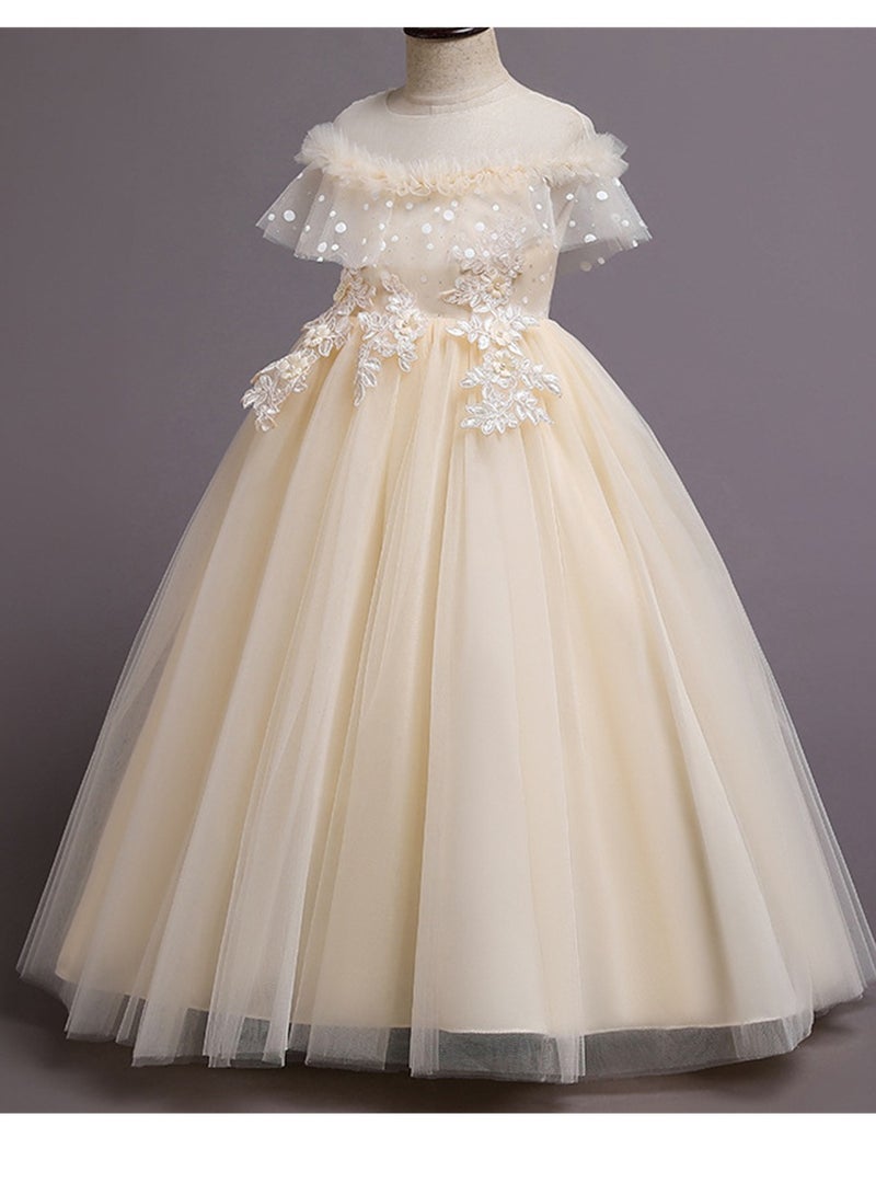 Girls' Mesh Long Princess Dress Girls' Performance Costumes Flower Girl Performance Dress Costumes - Image 2