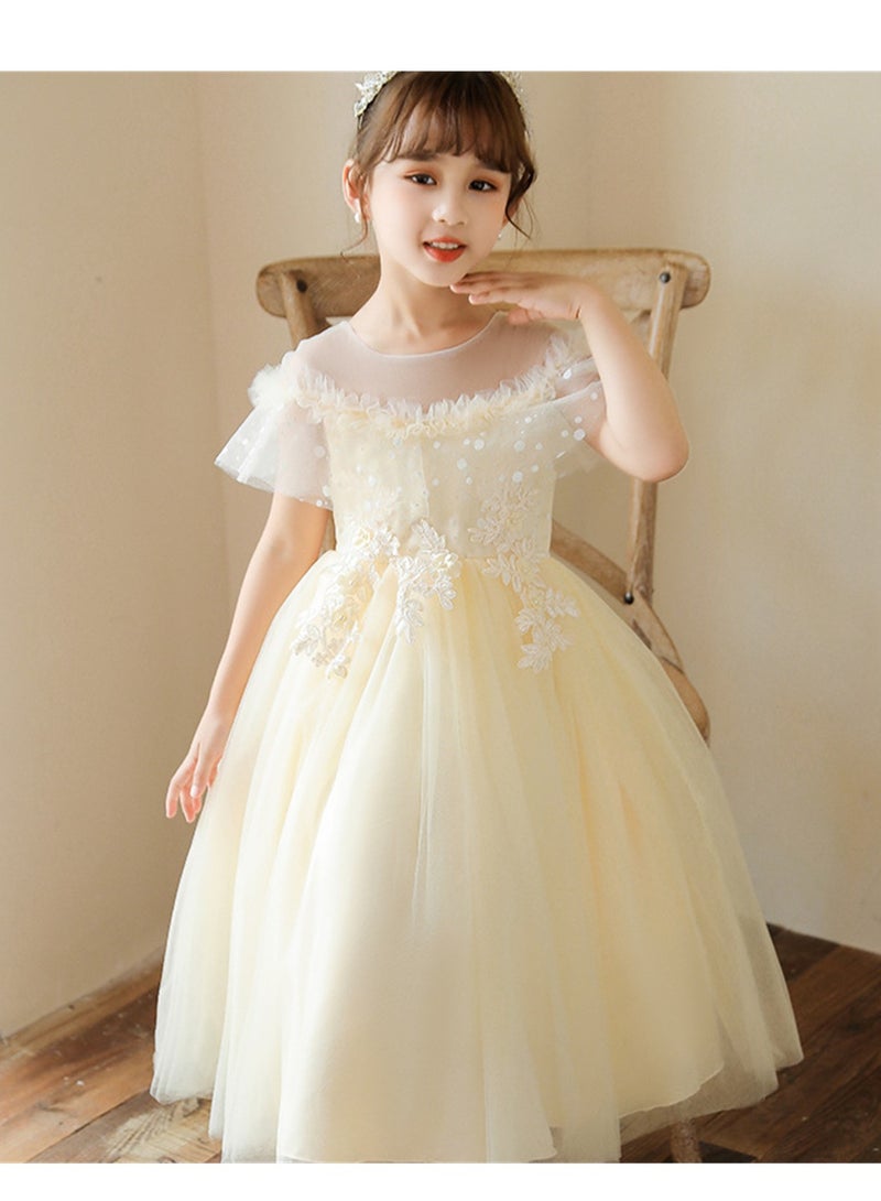 Girls' Mesh Long Princess Dress Girls' Performance Costumes Flower Girl Performance Dress Costumes - Image 5