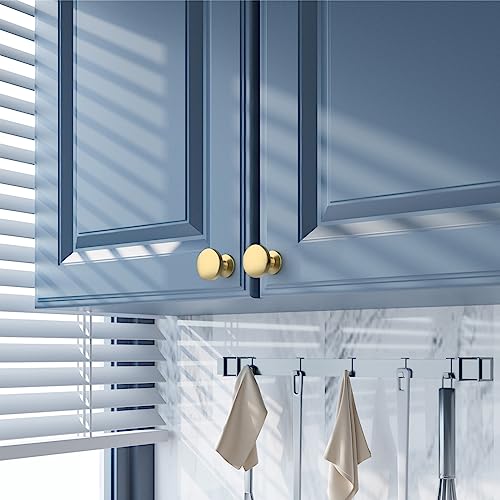 Amerdeco 10 Pack Brushed Brass Cabinet Knobs Single Hole Cabinet Pulls Round Kitchen Cabinet Knobs Drawer Knobs Dresser Knobs and Pulls for Bathroom Cabinets ZH0051 - Image 5