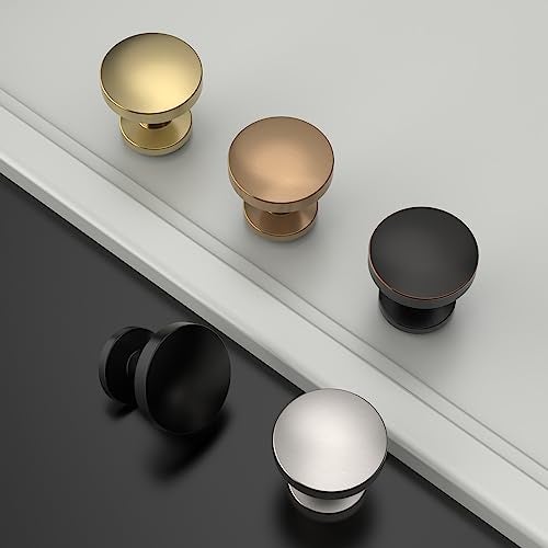 Amerdeco 10 Pack Brushed Brass Cabinet Knobs Single Hole Cabinet Pulls Round Kitchen Cabinet Knobs Drawer Knobs Dresser Knobs and Pulls for Bathroom Cabinets ZH0051 - Image 4