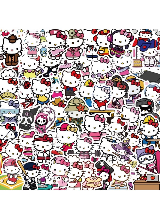 NIBEMINENT 60 Pcs Cartoon kitty  Deco Kit Waterproof Stickers, High Definition Printing Bright Colors, Suitable for Laptop Skateboard Luggage Water Bottle Guitar DIY - Image 2
