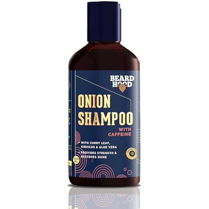 BEARDHOOD Onion Shampoo With Caffeine For Hair Growth & Hairfall Control - Sulfate & Paraben Free, 200ml