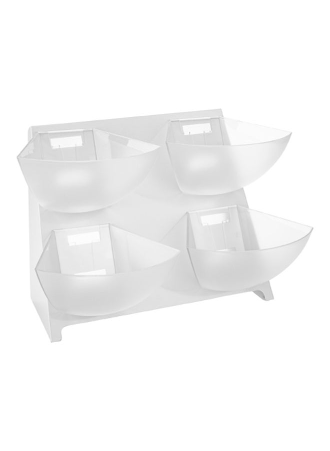 Restaurantware Met Lux 15.5 x 10 x 10.5 Inch Coffee Accessory Caddy, 1 Premium Coffee And Condiment Organizer - 4 Removable Compartments, White Steel Breakroom Organizer - Image 1