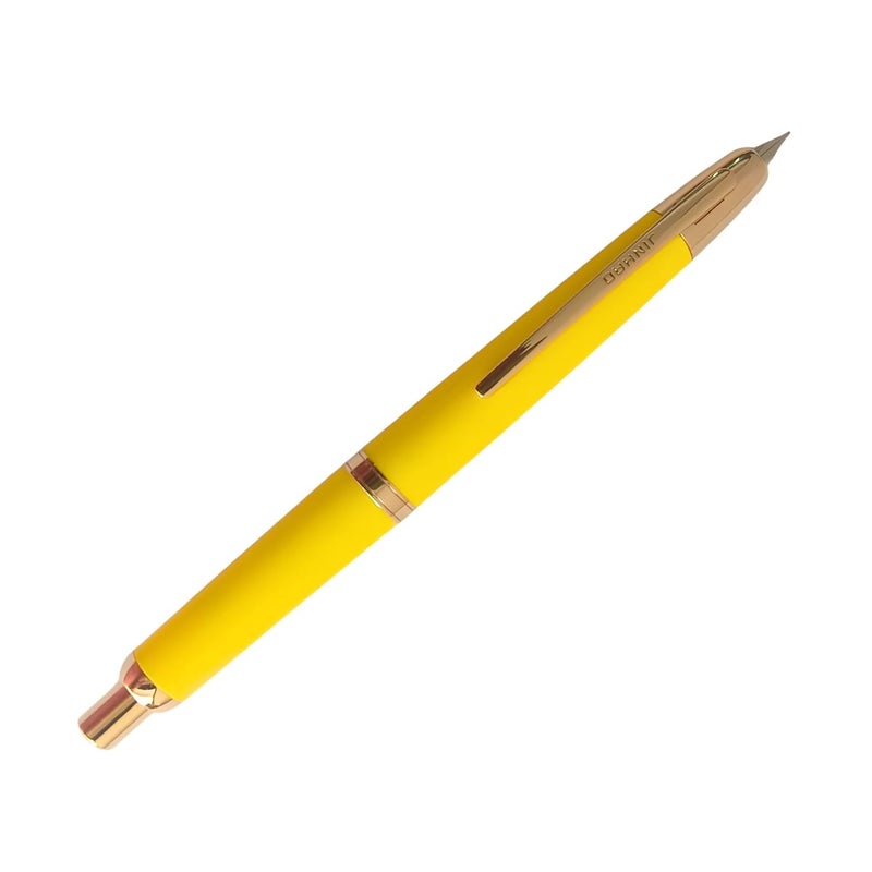 Goldleaf Jinhao 20 Press Retractable Fountain Pen – Fine Nib with Converter – Plastic Body & Metal Clip – Multiple Colors – Smooth Writing Pen (No Ink Included) (Lemon Yellow (Gold Clip)) - Image 3