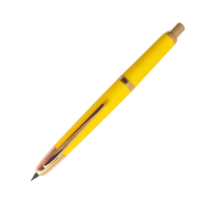 Goldleaf Jinhao 20 Press Retractable Fountain Pen – Fine Nib with Converter – Plastic Body & Metal Clip – Multiple Colors – Smooth Writing Pen (No Ink Included) (Lemon Yellow (Gold Clip)) - Image 2