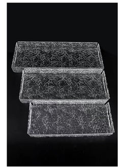 Laseta Handles wavy pattern Clear Acrylic Tray Set of 3, Decorative Serving Tray for Coffee Table, Tea, Storage Rectangular  - Image 2