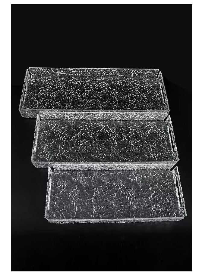 Laseta - Handles wavy pattern Clear Acrylic Tray Set of 3, Decorative Serving Tray for Coffee Table, Tea, Storage Rectangular - Image 1