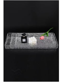 Laseta Handles wavy pattern Clear Acrylic Tray Set of 3, Decorative Serving Tray for Coffee Table, Tea, Storage Rectangular  - Image 3