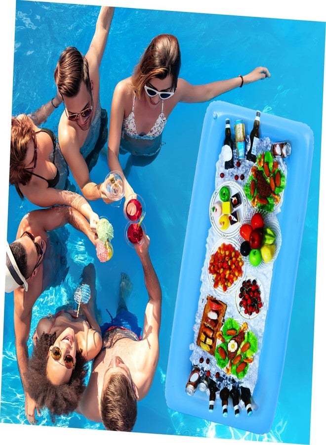 Hemoton 1 Set 2PCS Inflatable Pool Serving Bar and 3pcs Mesh Food Tent Set Drinking Buffet Tray Inflatable Ice Serving Buffet Bar Drinks Cooler Tray with Drain Plug (Blue) - Image 5
