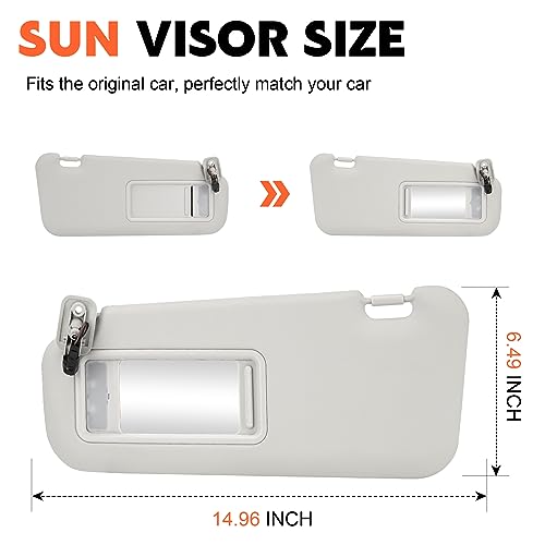 ILONPA بديل واقي الشمس الجانبي الأيسر للسائق + الجانبي الأيمن للراكب بلون رمادي متوافق مع 2010 2011 2012 2013 مازدا 3 استبدال BBM2-69-320C-75 مع ضوء مدمج - Image 2