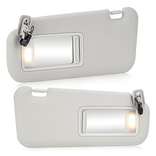 ILONPA بديل واقي الشمس الجانبي الأيسر للسائق + الجانبي الأيمن للراكب بلون رمادي متوافق مع 2010 2011 2012 2013 مازدا 3 استبدال BBM2-69-320C-75 مع ضوء مدمج - Image 1