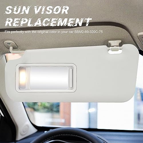 ILONPA بديل واقي الشمس الجانبي الأيسر للسائق + الجانبي الأيمن للراكب بلون رمادي متوافق مع 2010 2011 2012 2013 مازدا 3 استبدال BBM2-69-320C-75 مع ضوء مدمج - Image 3