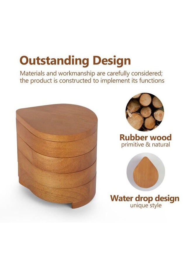 JSVER Wooden Jewelry Organizer Small Jewelry Box, Jewelry Holder Organizer, Travel Jewelry Case 4-Layer Rotatable jewelry travel organizer for Rings, Necklaces, Earrings, Bracelets - Image 2