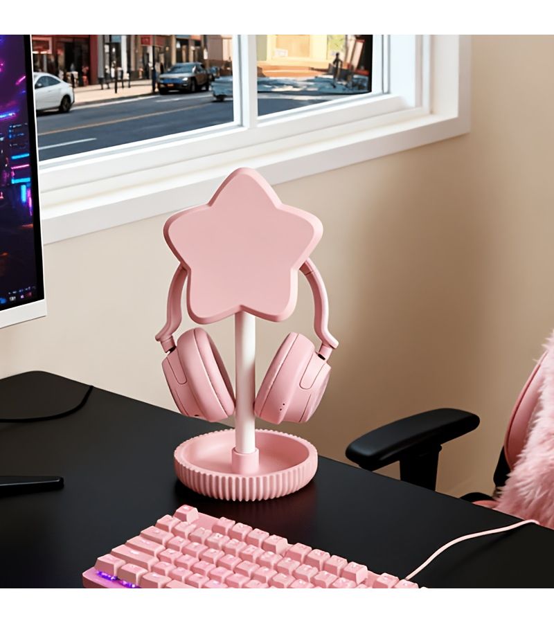 Stylish Lemon Yellow Headphone Stand With Star Accent Design And Stable Base For Gamers And Music Lovers - Image 5