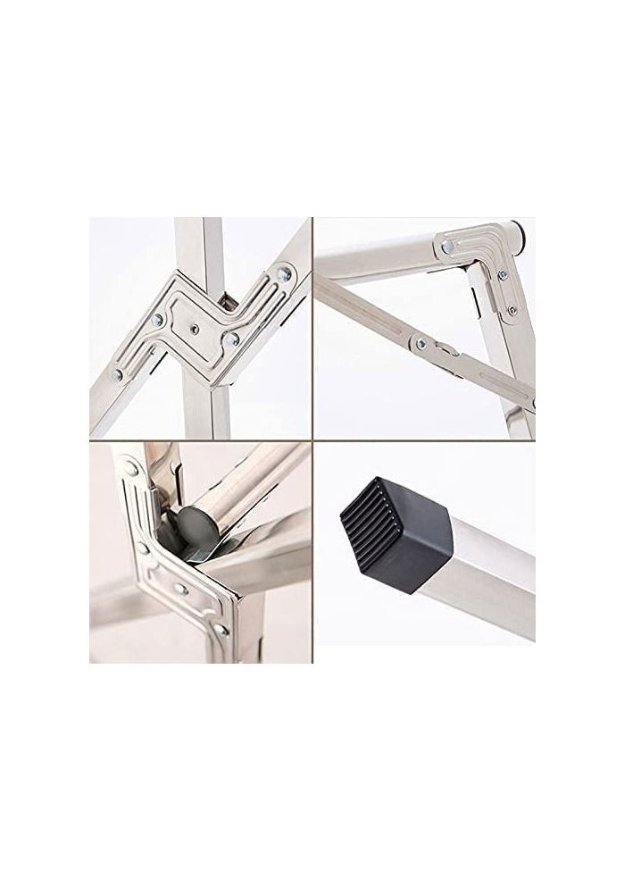 Taimi - Clothes Drying Rack, Stainless Steel Clothes Shelf, Adjustable Folding and Saver Space Storage for Indoor/Outdoor with Windproof Hooks 200CM - Image 1