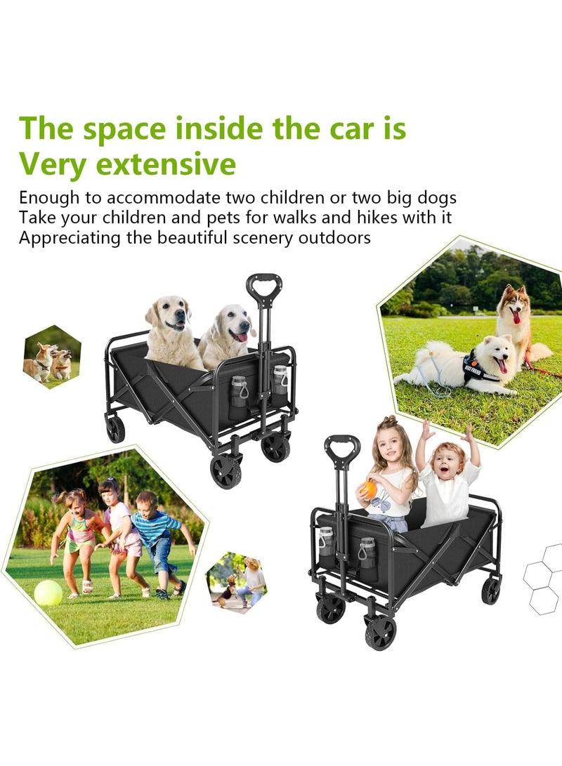 زويهاو عربة تخييم خارجية قابلة للطي، عربة حديقة شديدة التحمل مع عجلات، مقطورة نزهة متعددة الاستخدامات مع مقبض دفع باللون الأسود - Image 3