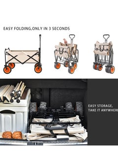ZUIHAO Foldable Outdoor Camping Wagon Cart  Widened Heavy Duty Garden Cart with Wheels Utility Picnic Trailer with Push Handle Black  - Image 5