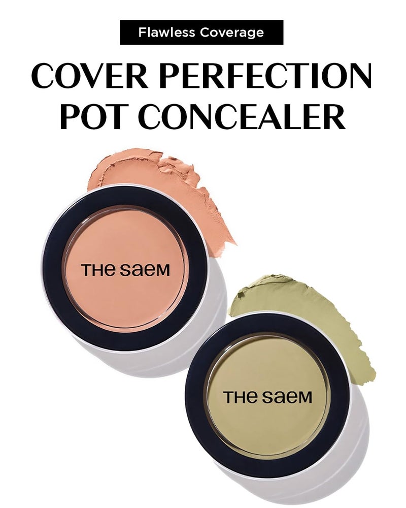 THESAEM Cover Perfection Pot Concealer 0.14oz - Green Beige Color Corrector for Redness & Blemishes - Single Pot Intensive Coverage Balm for Acne, Rosacea & Skin Troubles - Korean Makeup - Image 2