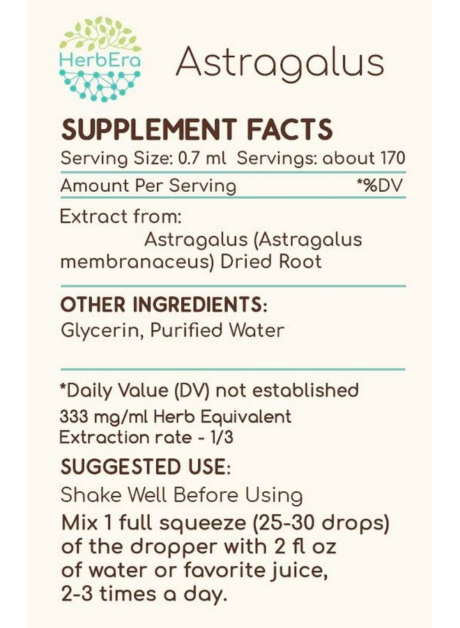 HerbEra Astragalus B120 Alcoholfree Herbal Extract Tincture Concentrated Liquid Drops Natural Astragalus (Astragalus Membranaceus) Dried Root (4 Fl Oz) - Image 3